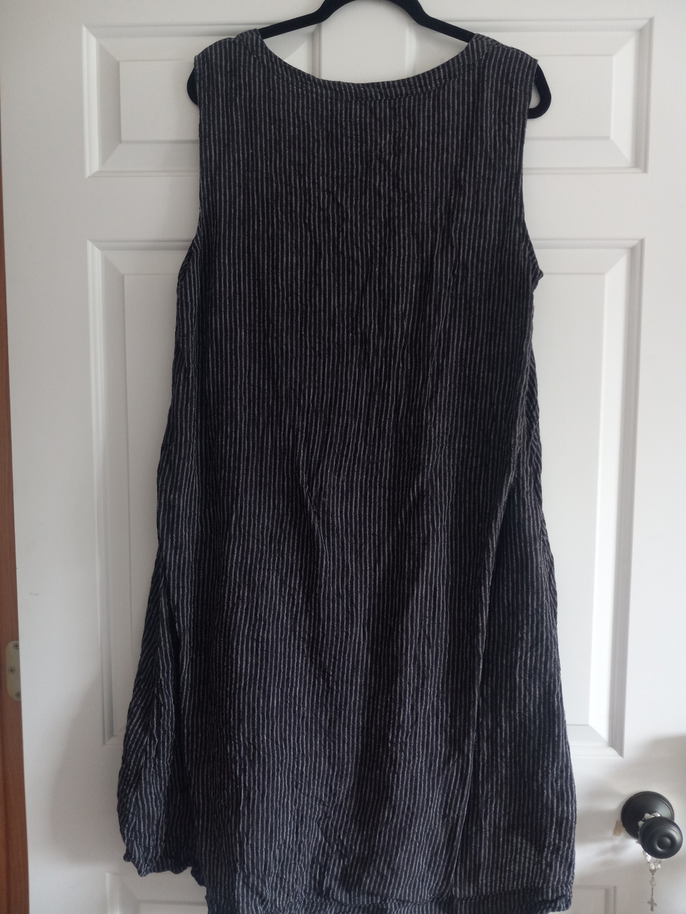 Flax Sleeveless Midi Dress in Black and White Pinstripe..Rare Find!